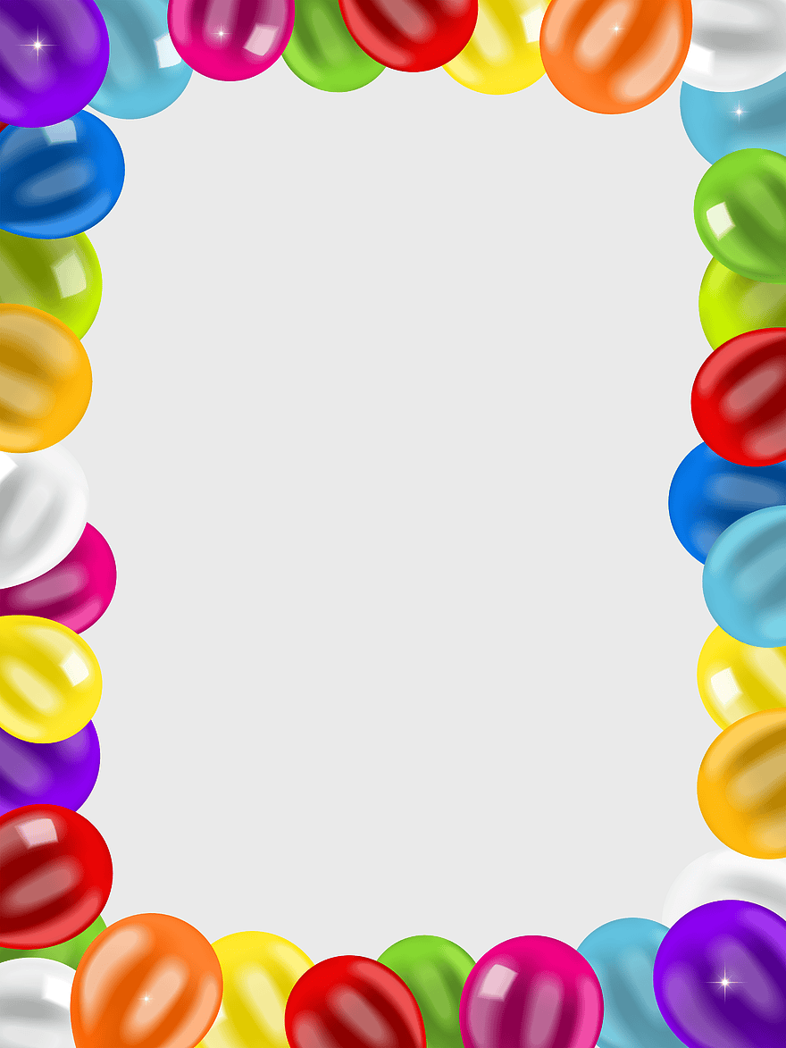Balloon border frame, multicolored balloons frame, happy birthday balloons, birthday decoration frame, festive border, party decorations, celebratory design elements