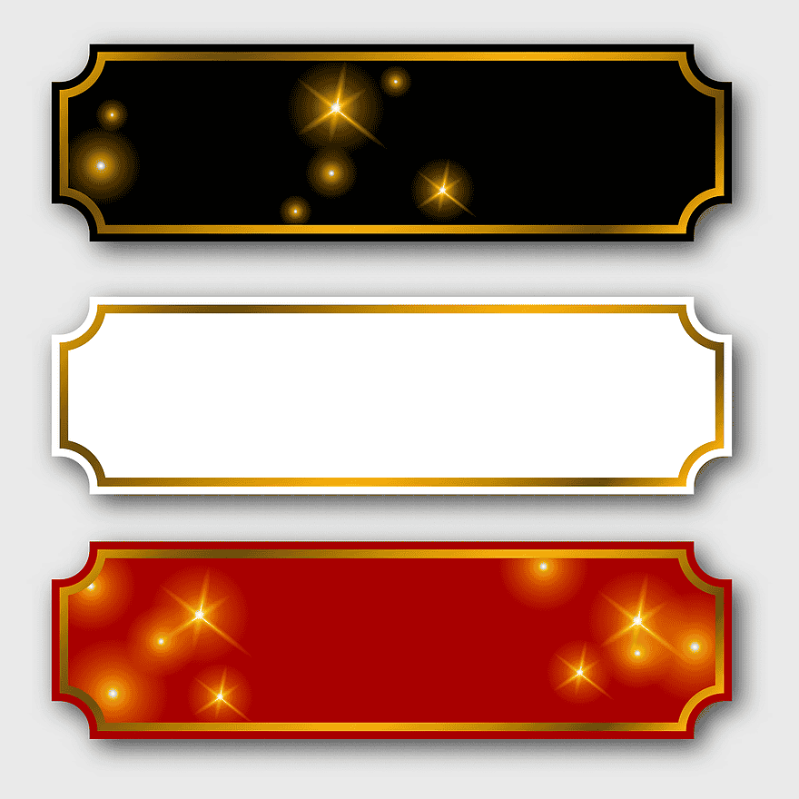 gold frame label, assorted-color nameplate, trendy frame design, orange border frame, decorative label material, elegant nameplate decor, festive frame design