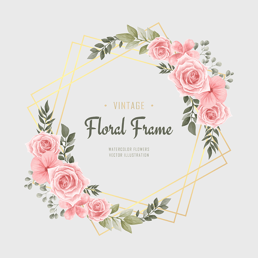vintage floral frame, circular flower design, watercolor roses, geometric floral border, vector illustration frame, png vintage floral frame, circular flower design, watercolor roses, geometric floral border, vector illustration frame, png