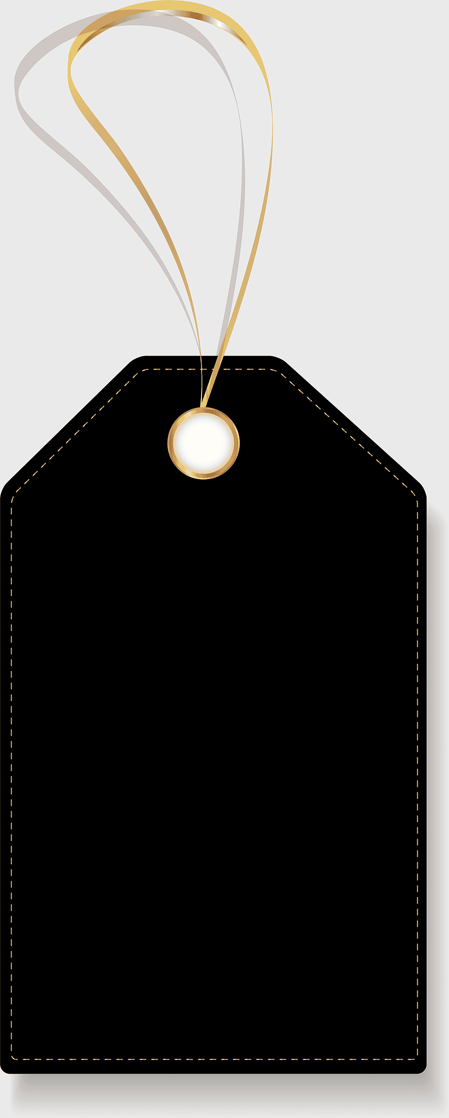 black price tag template, black and white decorative tag, black tag with gold string, black rectangle price tag, minimalist product tag design, elegant price tag template, simple black tag with gold accent