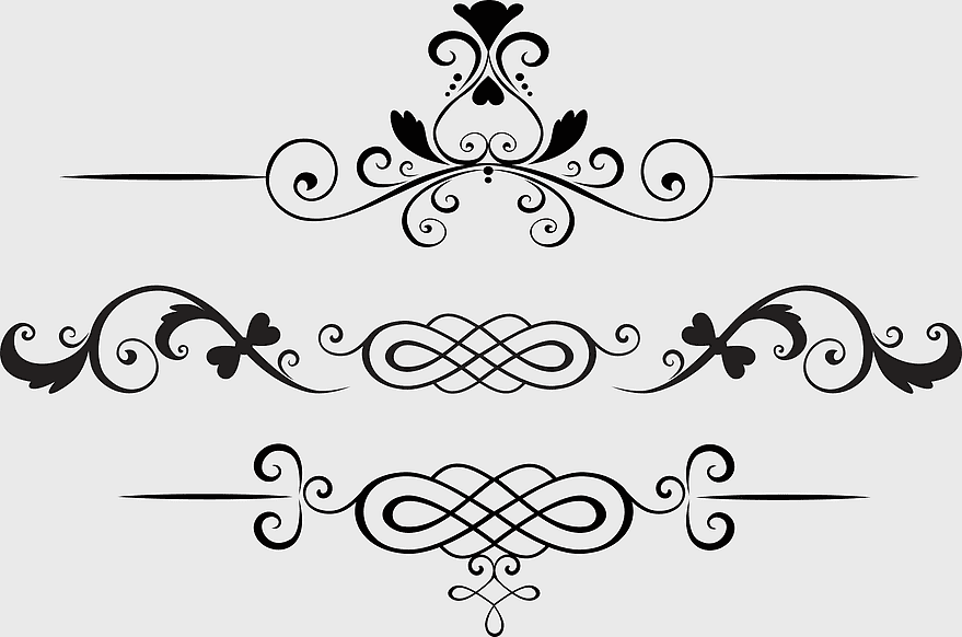 Vintage Flourishes, Decorative Dividers, Scroll Filigree, Certificate Borders, Ornate Scrollwork, Elegant Decor Elements, Classic Design Accents, png