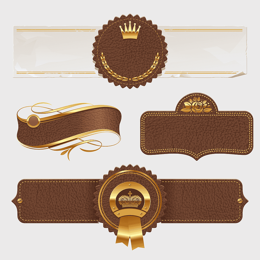 brown leather banners, creative label design, happy birthday banner materials, product design straps, decorative leather labels, crown logo templates, vintage banner elements brown leather banners, creative label design, happy birthday banner materials, product design straps, decorative leather labels, crown logo templates, vintage banner elements