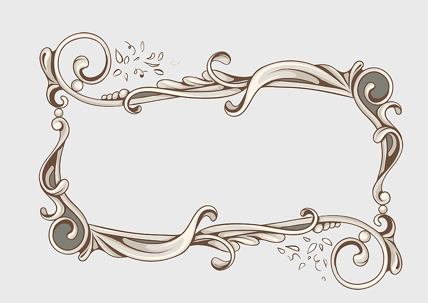 vintage frame illustration, classical border ornamentation, european style frame, gold border frame, decorative frame design, ornate frame art, antique frame pattern