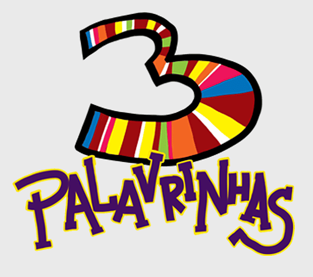 3 Palavrinhas logo, Homenzinho Torto music, Vol. 3 artwork, compact disc design, colorful number three, vibrant typography, musical branding elements 3 Palavrinhas logo, Homenzinho Torto music, Vol. 3 artwork, compact disc design, colorful number three, vibrant typography, musical branding elements