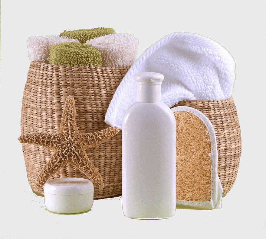 white plastic bottle, assorted-color towels, spa supplies, health museum, relaxation essentials, wellness products, bath accessories white plastic bottle, assorted-color towels, spa supplies, health museum, relaxation essentials, wellness products, bath accessories
