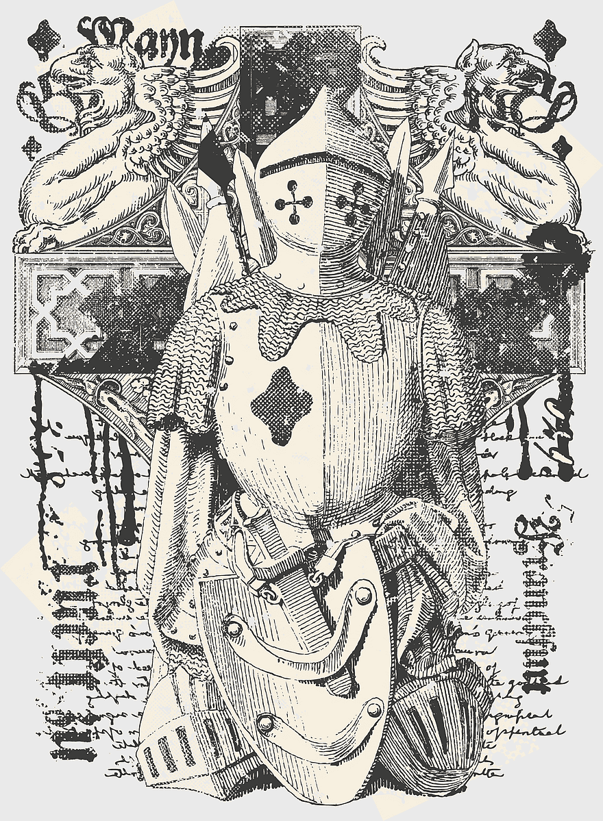 knight armor illustration, monochrome warrior prints, printed T-shirt designs, compassionate warrior apparel, medieval armor art, vintage warrior designs, black and white knight patterns knight armor illustration, monochrome warrior prints, printed T-shirt designs, compassionate warrior apparel, medieval armor art, vintage warrior designs, black and white knight patterns