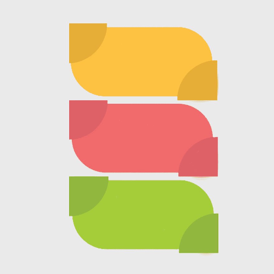 tricolor leaf-shaped pattern, PPT decorative elements, geometric shapes design, assorted-color tags, abstract presentation graphics, modern slide templates, vibrant info graphics