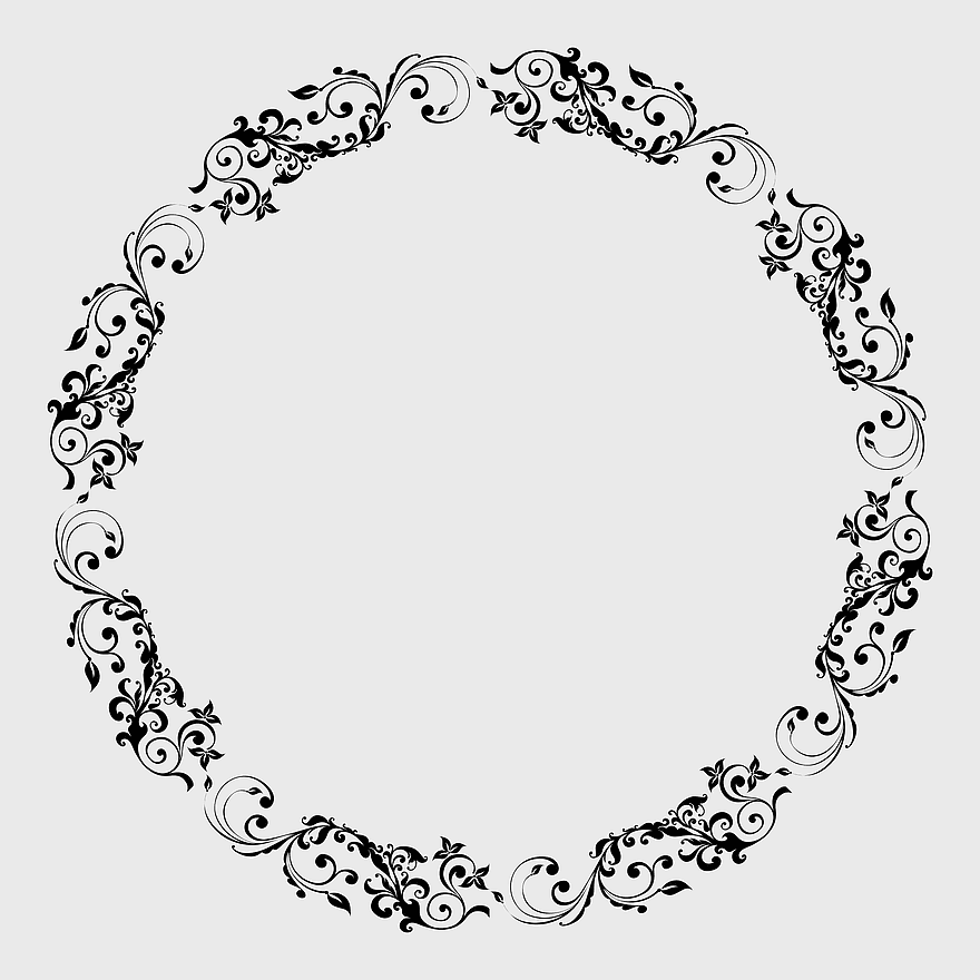 black floral border, monochrome circle frame, decorative floral ornament, white floral design, elegant floral wreath, vintage monochrome pattern, intricate floral circle border black floral border, monochrome circle frame, decorative floral ornament, white floral design, elegant floral wreath, vintage monochrome pattern, intricate floral circle border