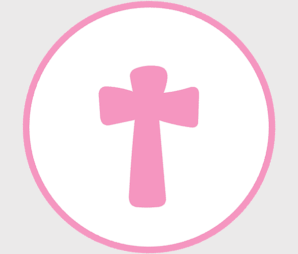 pink cross illustration, Christening invitation design, magenta religious symbol, first Communion graphic, spiritual icon, baptismal emblem, faith-themed art