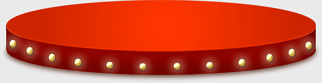 stage base, red round table, light bulb stage, illuminated stage base, performance platform, event centerpiece, decorative stage element