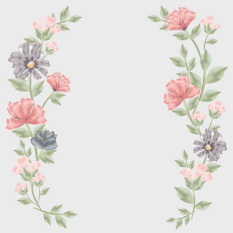 watercolor floral frame, wedding invitation design, pink and green flower arrangement, symmetrical flower illustration, botanical art, floral border design, decorative floral elements