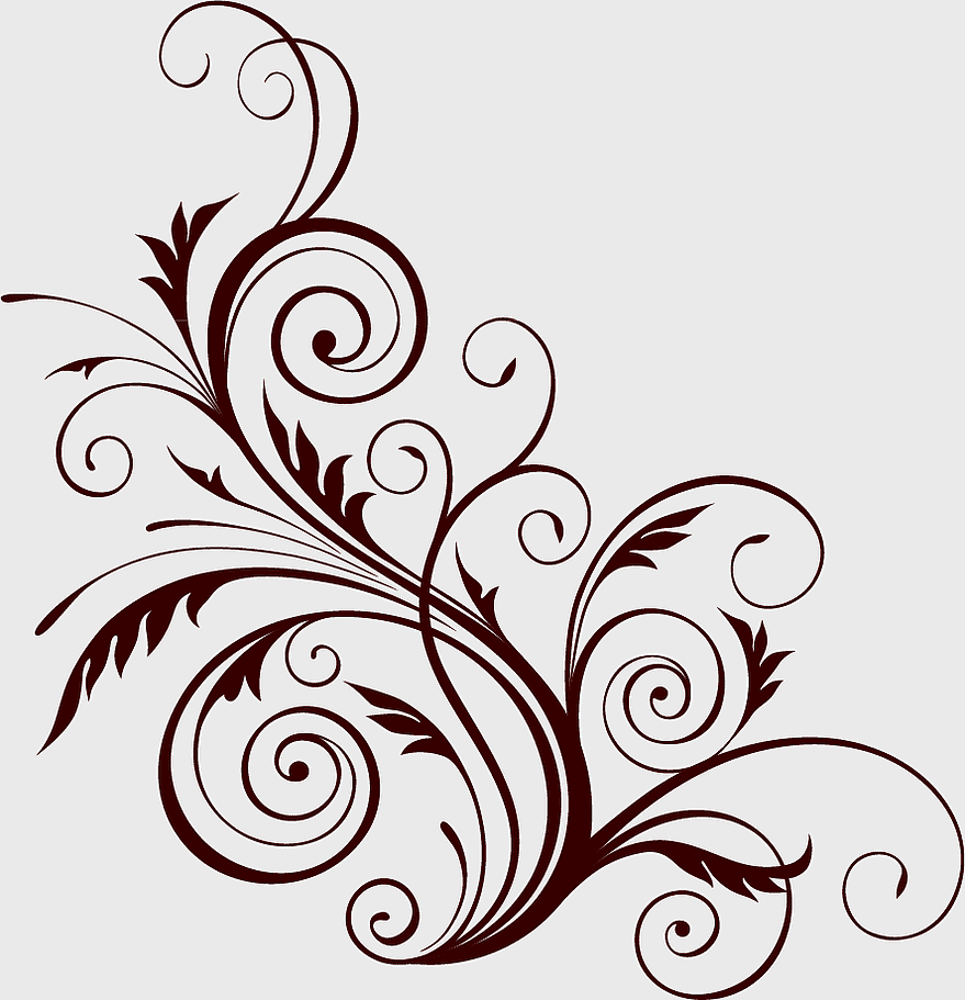 floral design ornament, monochrome floral pattern, black and white line art, decorative swirls, elegant botanical illustration, intricate floral motifs, vintage floral decor