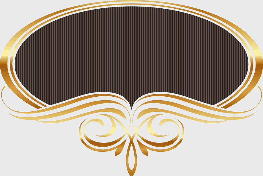 golden European pattern frame, brown and gold retro design, decorative golden ribbon badge, wave pattern product design, ornate gold emblem, vintage frame illustration, elegant swirl motif golden European pattern frame, brown and gold retro design, decorative golden ribbon badge, wave pattern product design, ornate gold emblem, vintage frame illustration, elegant swirl motif