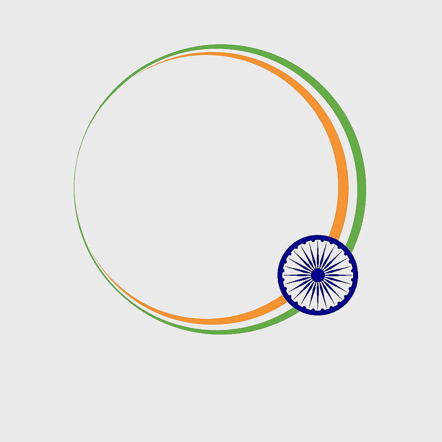 Indian flag circle frame, tricolor circular design, Ashoka Chakra emblem, patriotic border, national symbol illustration, independence day graphic, cultural heritage icon, png