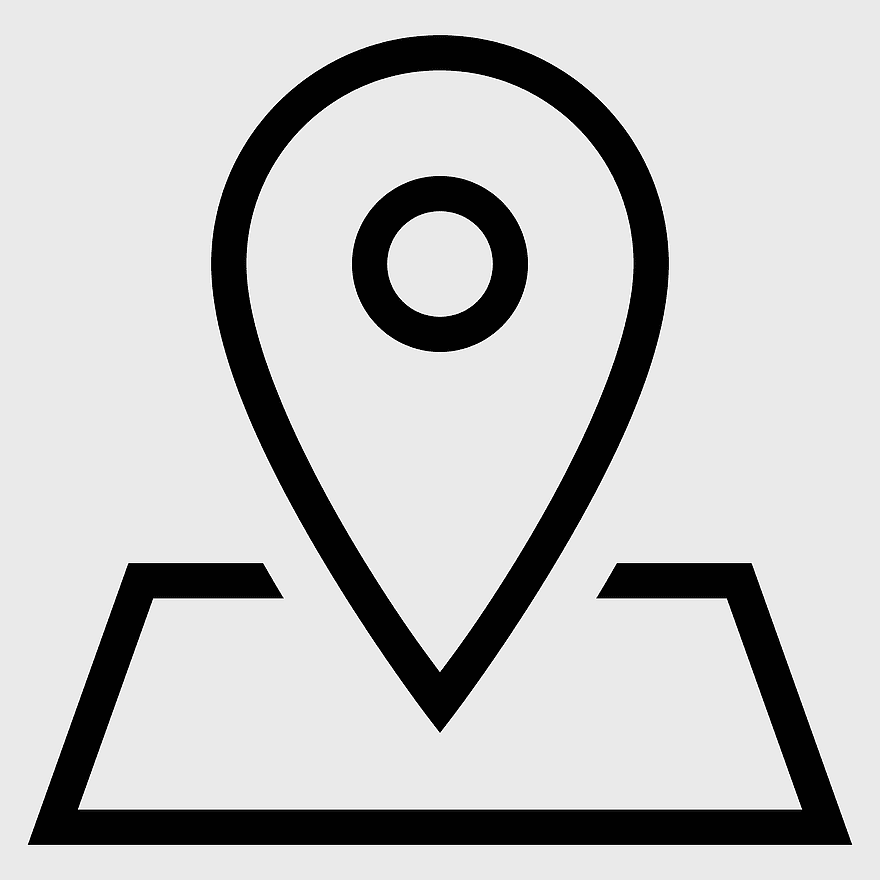 email address icon, monochrome address symbol, technology line art, black and white location tag, digital contact marker, minimalist navigation pointer, simple map indicator