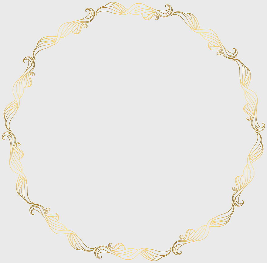 Floral Gold Round Border, decorative circle frame, shadow graphics art, metallic floral design, vintage ornamental circle, elegant round embellishment, intricate gold swirls