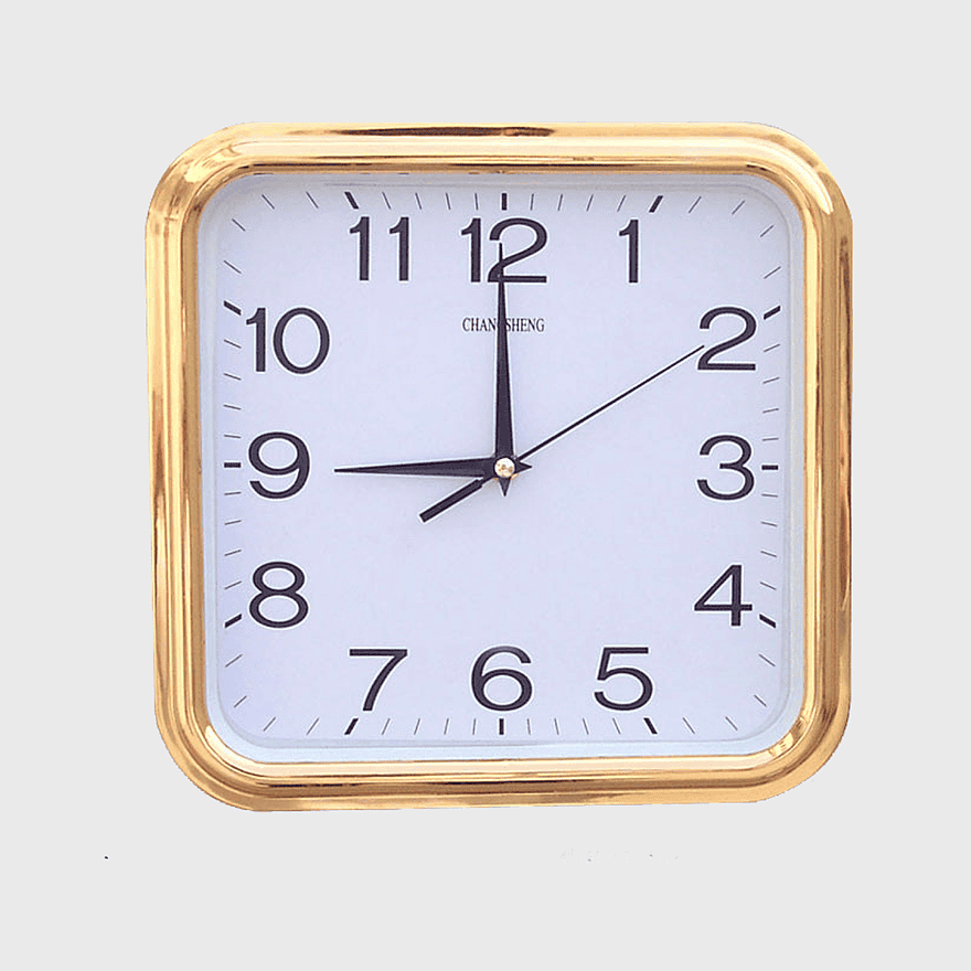 Quartz wall clock, digital timepiece, vintage clock hands, gold-framed wall clock, modern home decor, square analog clock, interior design accessories Quartz wall clock, digital timepiece, vintage clock hands, gold-framed wall clock, modern home decor, square analog clock, interior design accessories