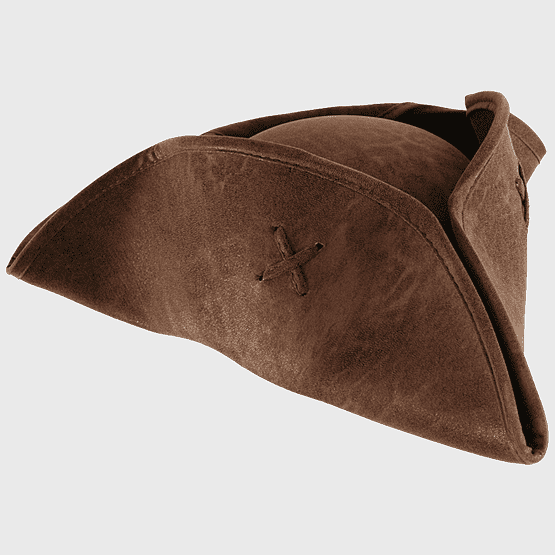 brown tricorne hat, child pirate costume, Johnny Depp Jack Sparrow hat, Pirates of the Caribbean tricorne, vintage pirate headwear, leather pirate accessory, Halloween pirate gear