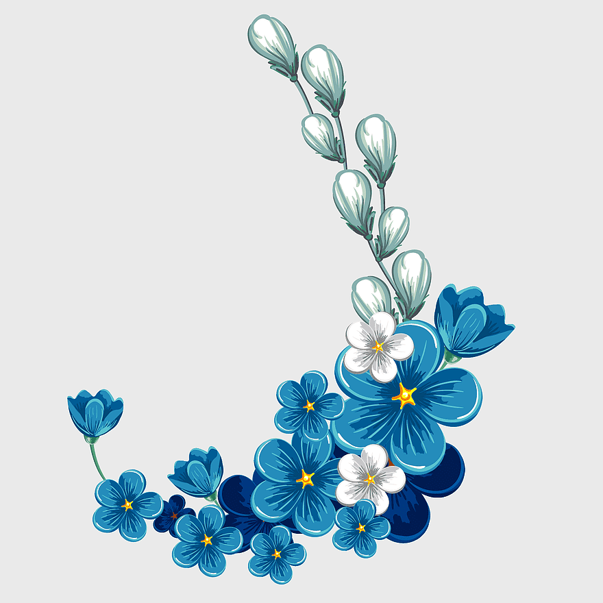 blue and white porcelain flowers, floral design frame, turquoise watercolor flowers, happy birthday greeting card, elegant floral arrangement, decorative porcelain blooms, artistic floral illustration