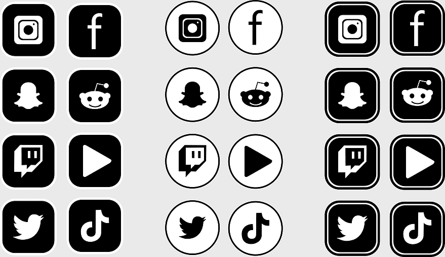 Social Media Icons, Mobile App Symbols, Instagram Logo, TikTok Brand, Digital Communication Platforms, Online Networking Tools, Social Networking Graphics, png