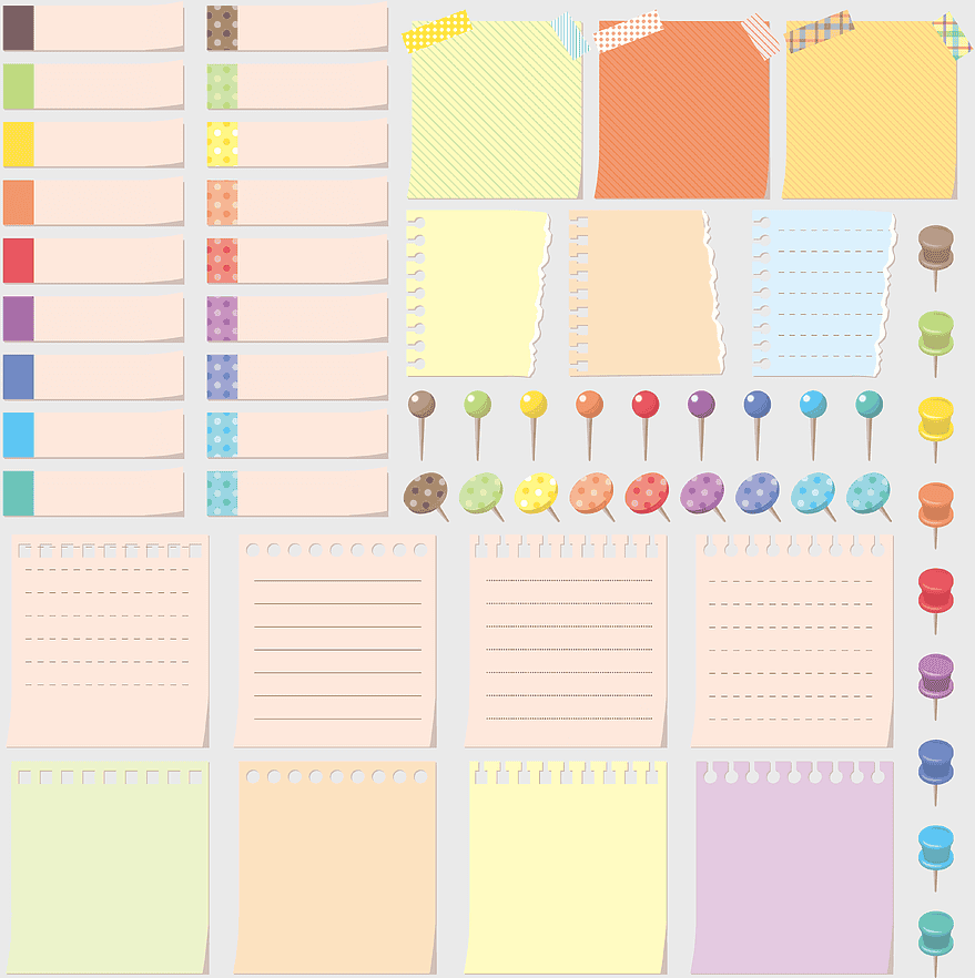 assorted-color writing papers, post-it note illustration, page paper notes, thumbtack tags, colorful sticky notes, stationery design elements, creative paper textures assorted-color writing papers, post-it note illustration, page paper notes, thumbtack tags, colorful sticky notes, stationery design elements, creative paper textures