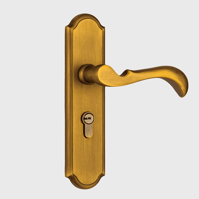 brass door handle, retro door lock, antique brass hardware, vintage door furniture, classic door accessories, elegant door fittings, secure home entry