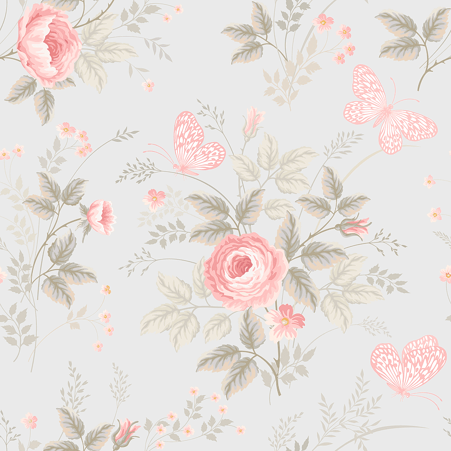 watercolor roses seamless background, pink butterfly floral pattern, watercolor rose petal design, watercolor butterfly and flower arrangement, vintage floral wallpaper, romantic garden mural, delicate botanical illustration