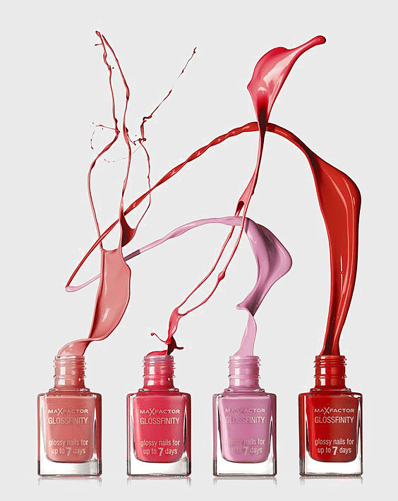 Max Factor nail polish bottles, assorted-color nail polish, glass cosmetic bottles, nail polish for manicure, nail art supplies, nail beauty essentials, stylish nail care products