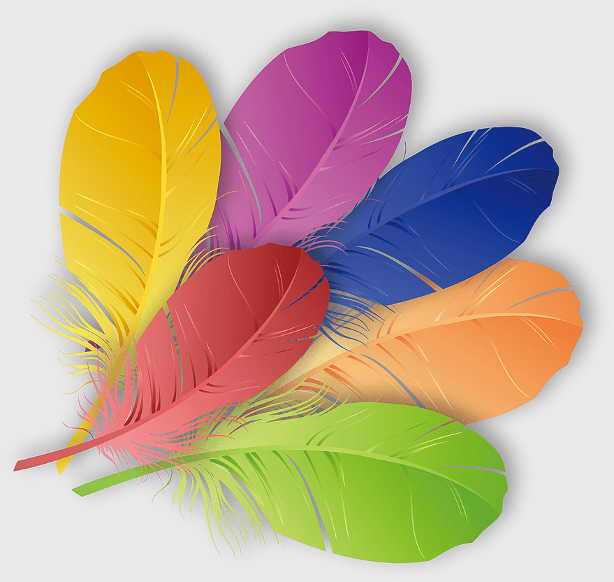 six assorted-color feathers, The Floating Feather Color, colorful feather design, rainbow feather collection, vibrant feather art, multicolored feather illustration, artistic feather arrangement six assorted-color feathers, The Floating Feather Color, colorful feather design, rainbow feather collection, vibrant feather art, multicolored feather illustration, artistic feather arrangement