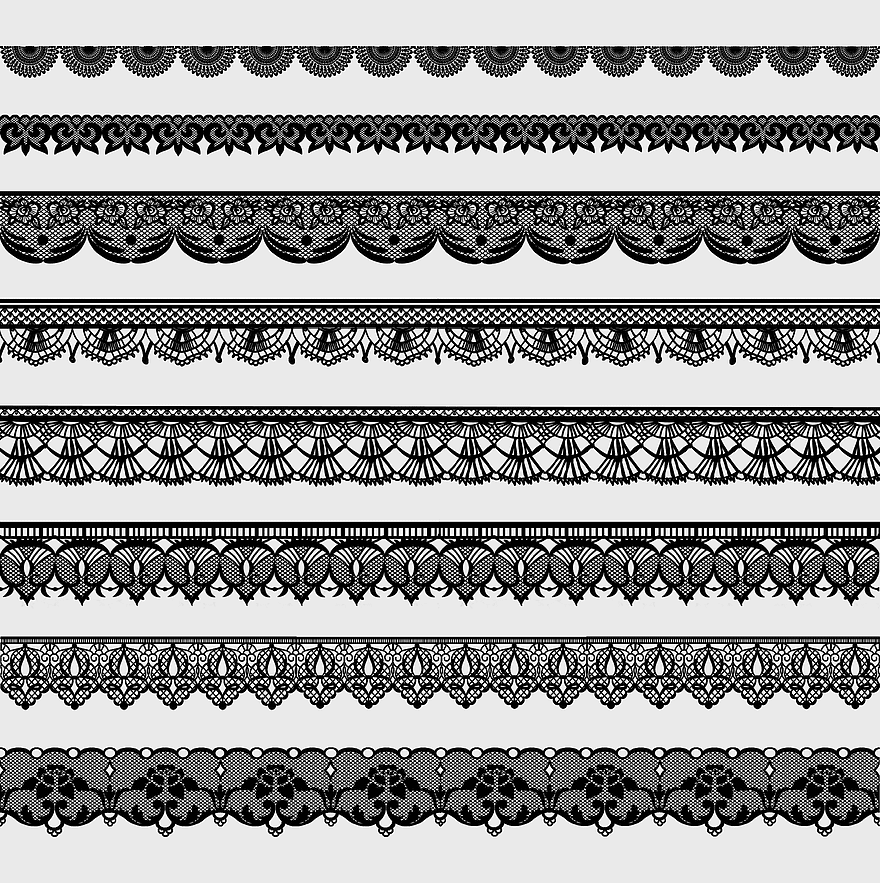 Vintage Lace Borders, Ecru and Black Lace, Retro Design Frame, Invitation Lace Trim, Decorative Lace Edging, Classic Lace Patterns, Ornate Lace Accents, png