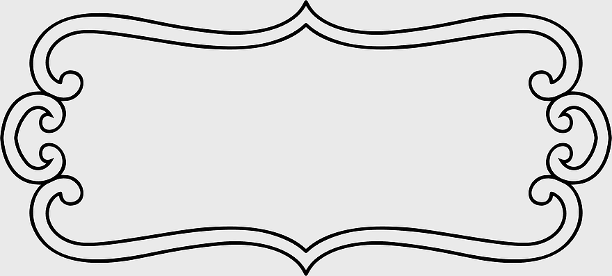 continental ribbon frame, black and white decorative borders, ornamental line art, monochrome frame design, elegant frame illustration, vintage border design, symmetrical ribbon ornament