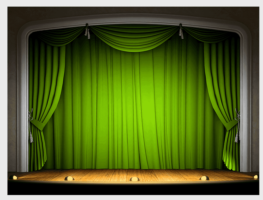 theater drapes, stage curtain design, green theater curtain, window covering for stage, performance backdrop, theatrical decor, stage entrance décor