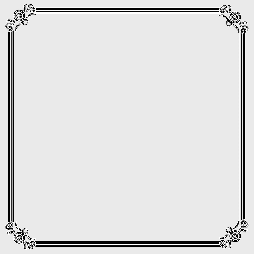 square frame borders, monochrome decorative frame, black and white border design, ornamental rectangle frame, vintage frame illustration, classic border art, elegant frame decoration