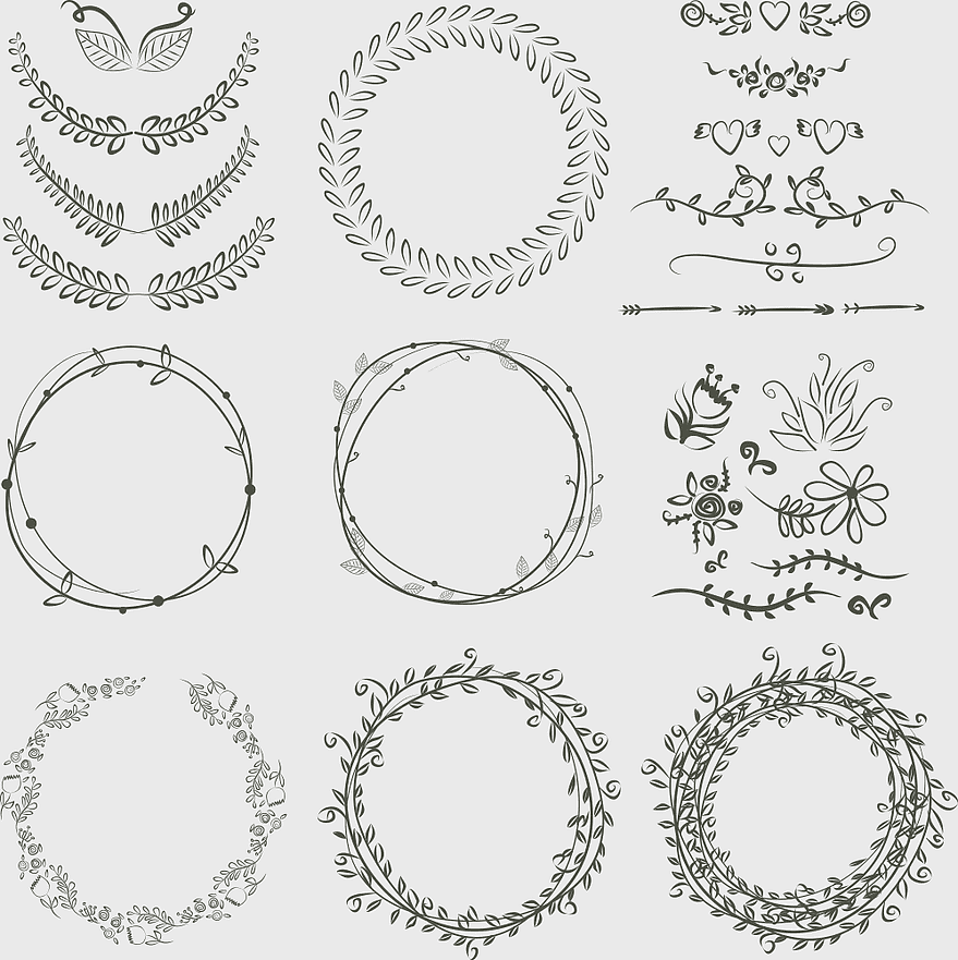 Laurel wreath wedding invitation, black floral sketches, monochrome floral design, scalable graphics wreath, elegant floral borders, vintage wedding decor, hand-drawn floral elements Laurel wreath wedding invitation, black floral sketches, monochrome floral design, scalable graphics wreath, elegant floral borders, vintage wedding decor, hand-drawn floral elements