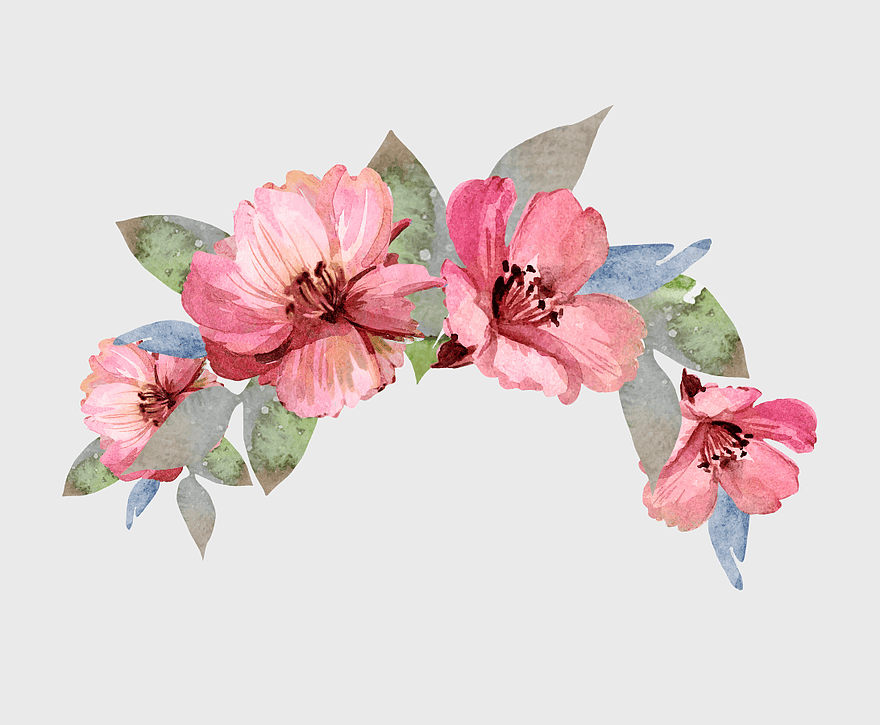 pink flowers illustration, watercolor painting flowers, wedding invitation floral frame, sweet sixteen flower design, handpainted floral art, botanical illustration, floral party decoration