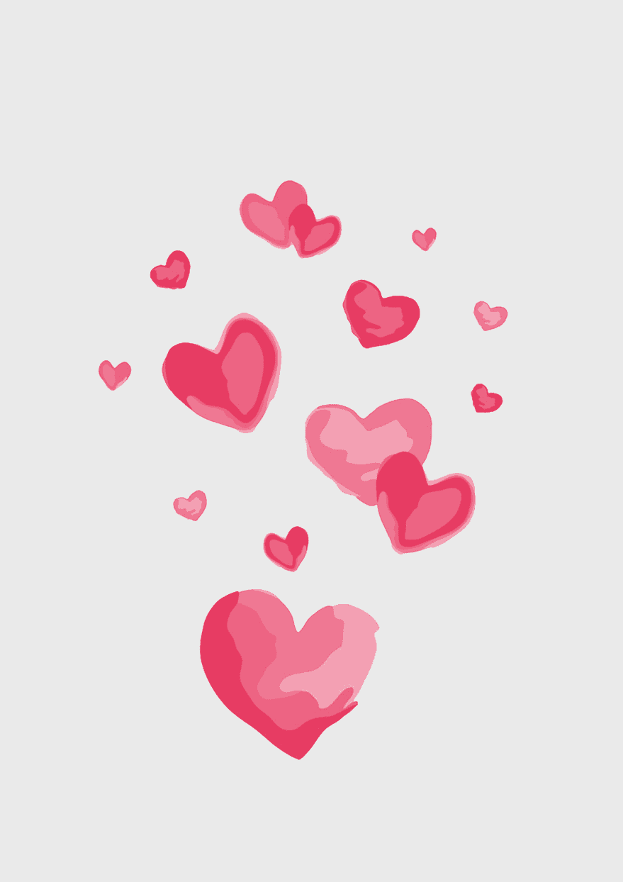 red hearts banner, watercolor love design, Valentine's Day heart shapes, hand-painted pink hearts, romantic geometric patterns, playful heart illustrations, whimsical love tags