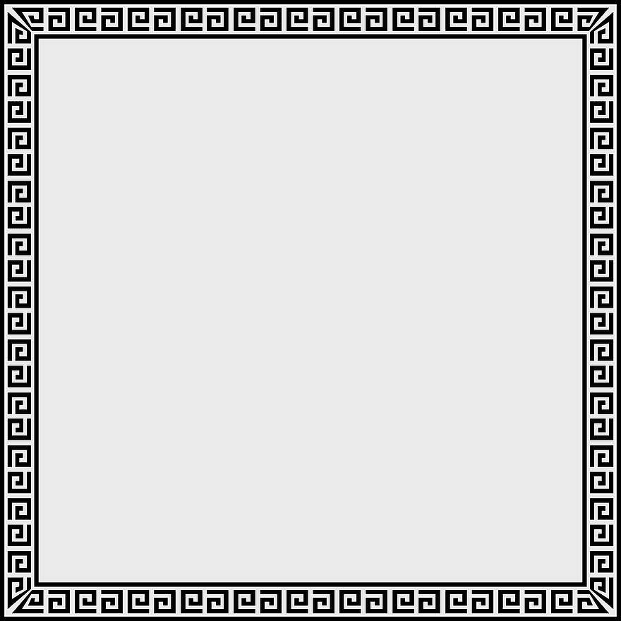 Greek key border, abstract geometric frame, ornamental design, decorative art, meander pattern, classic motif, vintage embellishment, png