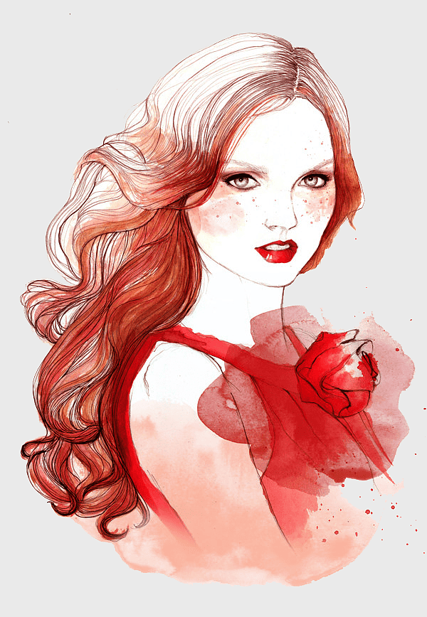 red dress fashion illustration, watercolor painting cartoon character, pin-up girl with red hair, rose family portrait, elegant female sketch, vintage beauty style, artistic hairstyle design red dress fashion illustration, watercolor painting cartoon character, pin-up girl with red hair, rose family portrait, elegant female sketch, vintage beauty style, artistic hairstyle design