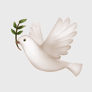 white dove illustration, peace symbol emoji, dove with olive branch, Columbidae bird, digital peace icon, mobile phone graphic, dove feather detail