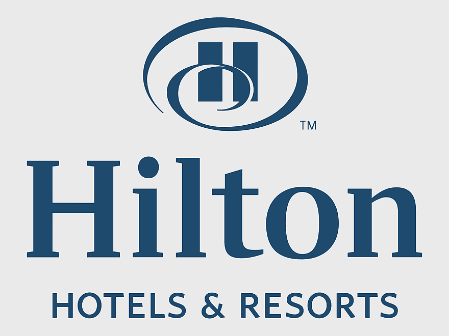 Hilton Hotels & Resorts logo, blue text hotel branding, resort area organization, Conrad Hilton brand identity, luxury travel accommodations, hospitality industry emblem, corporate travel services Hilton Hotels & Resorts logo, blue text hotel branding, resort area organization, Conrad Hilton brand identity, luxury travel accommodations, hospitality industry emblem, corporate travel services