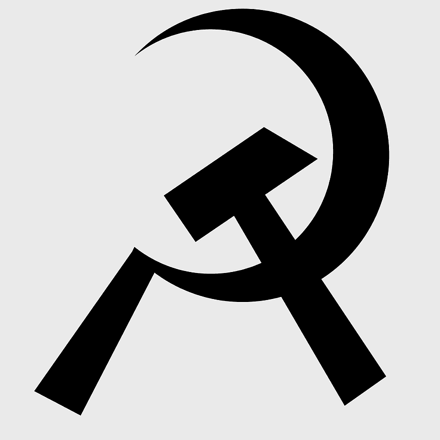Hammer and sickle symbol, communist party logo, Soviet Union flag icon, communist state emblem, political ideology, revolutionary movement iconography, socialist movement symbol