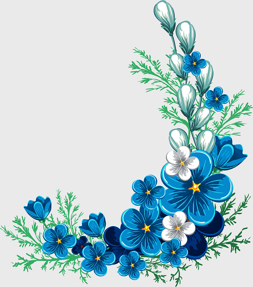 blue floral corner, corner flower design, blue and white flowers, floral corner decoration, decorative flower arrangement, corner floral art, botanical corner element, png blue floral corner, corner flower design, blue and white flowers, floral corner decoration, decorative flower arrangement, corner floral art, botanical corner element, png