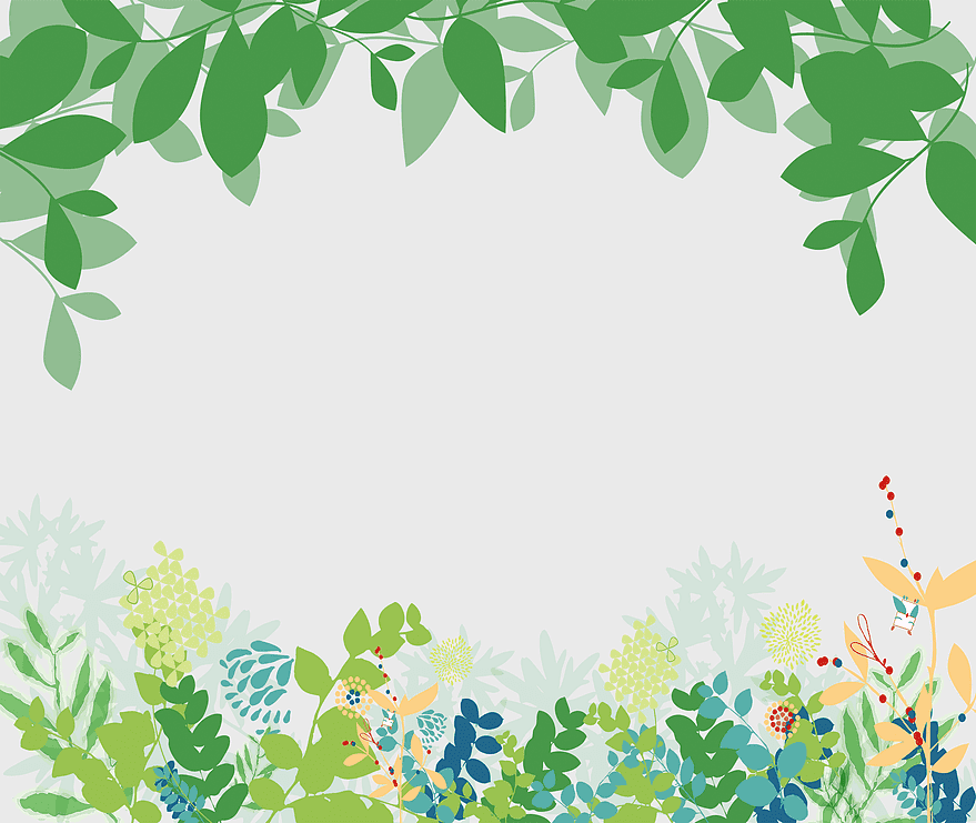 hand painted green leaf floral background, multicolored flowers and plants swags, vintage floral design, green tea border texture, botanical illustration, nature-inspired art, floral frame design