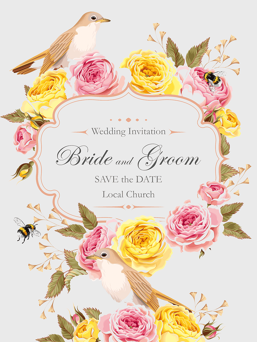 Wedding invitation floral design, rose wedding invitations, save the date cards, wedding card templates, elegant floral arrangements, romantic bird illustrations, vintage wedding decor Wedding invitation floral design, rose wedding invitations, save the date cards, wedding card templates, elegant floral arrangements, romantic bird illustrations, vintage wedding decor