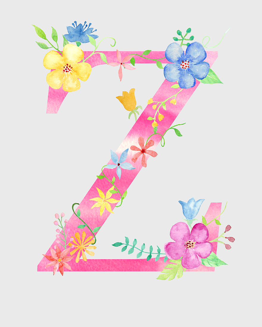 pink letter Z floral, Letter Z with flowers, watercolor alphabet Z, floral decoration Z, floral alphabet design, floral letter art, colorful letter Z illustration pink letter Z floral, Letter Z with flowers, watercolor alphabet Z, floral decoration Z, floral alphabet design, floral letter art, colorful letter Z illustration