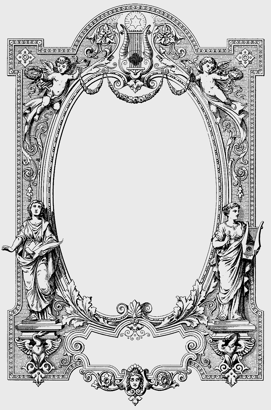 vintage border illustration, black frame ornament, monochrome line art, oval frame design, antique frame details, classical music motif, decorative frame elements vintage border illustration, black frame ornament, monochrome line art, oval frame design, antique frame details, classical music motif, decorative frame elements
