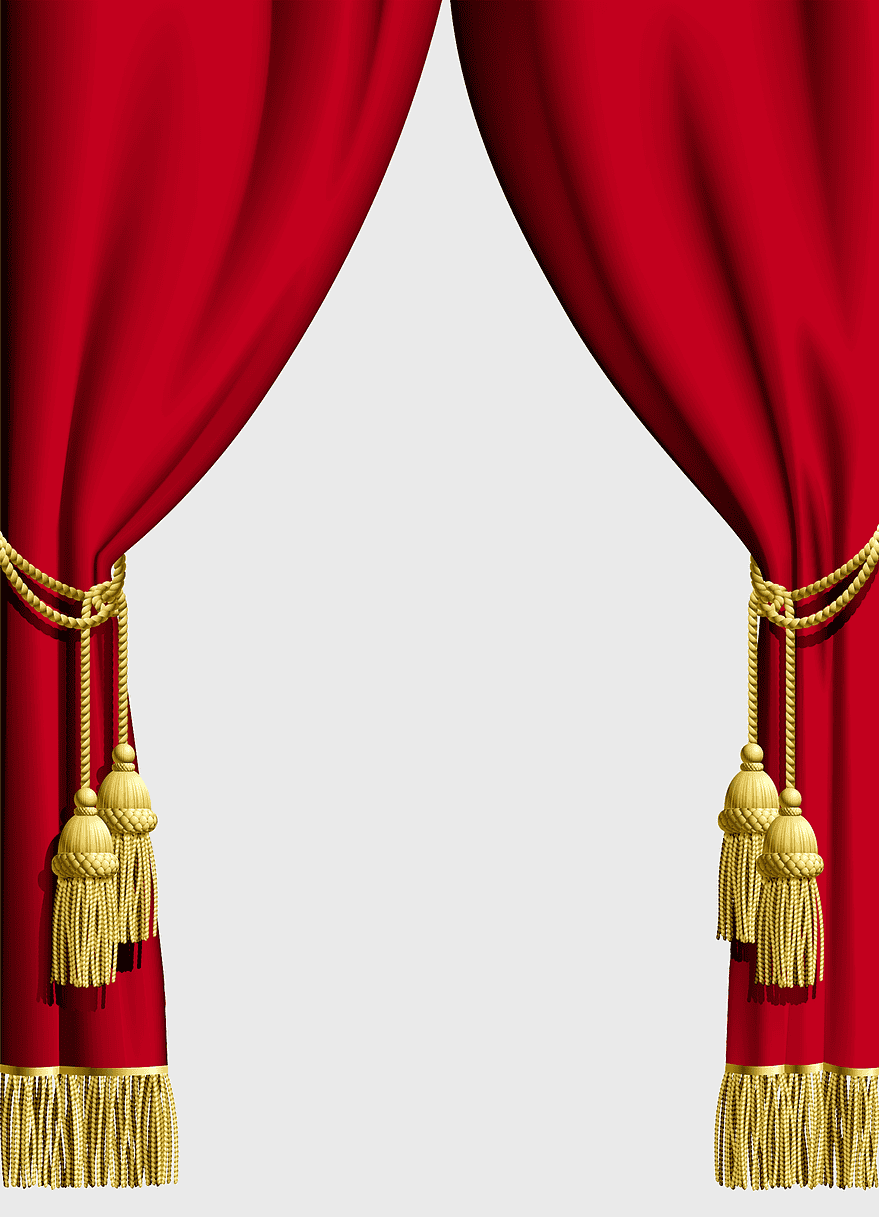 red and yellow stage curtain, theater drapes, curtain rod, window treatment, decorative textile, stage decor, performance backdrop