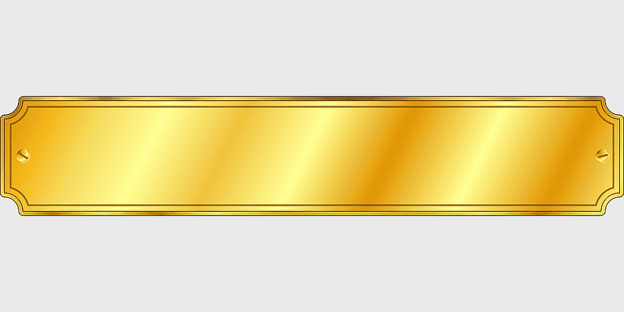 rectangular gold plate, gold bar label, name plates tags, printing, metallic plaque, decorative signage, luxury emblem