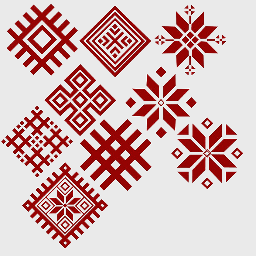 Traditional brick ornament pattern, geometric symmetry design, retro wave pattern background, red and black abstract shapes, vintage decorative motifs, cultural textile designs, ornamental lattice art