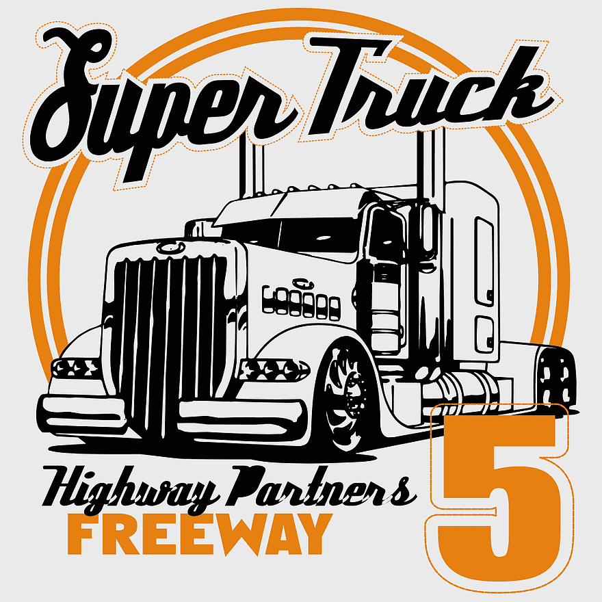 Super Truck Highway Partners logo, printed t-shirt design, commercial vehicle prints, truck typography, vintage truck art, retro transportation graphics, custom apparel branding Super Truck Highway Partners logo, printed t-shirt design, commercial vehicle prints, truck typography, vintage truck art, retro transportation graphics, custom apparel branding
